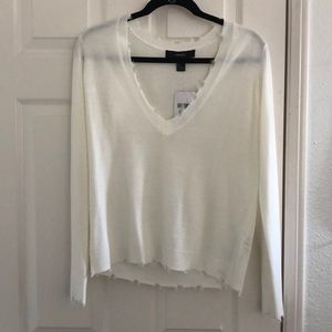 White V-neck sweater